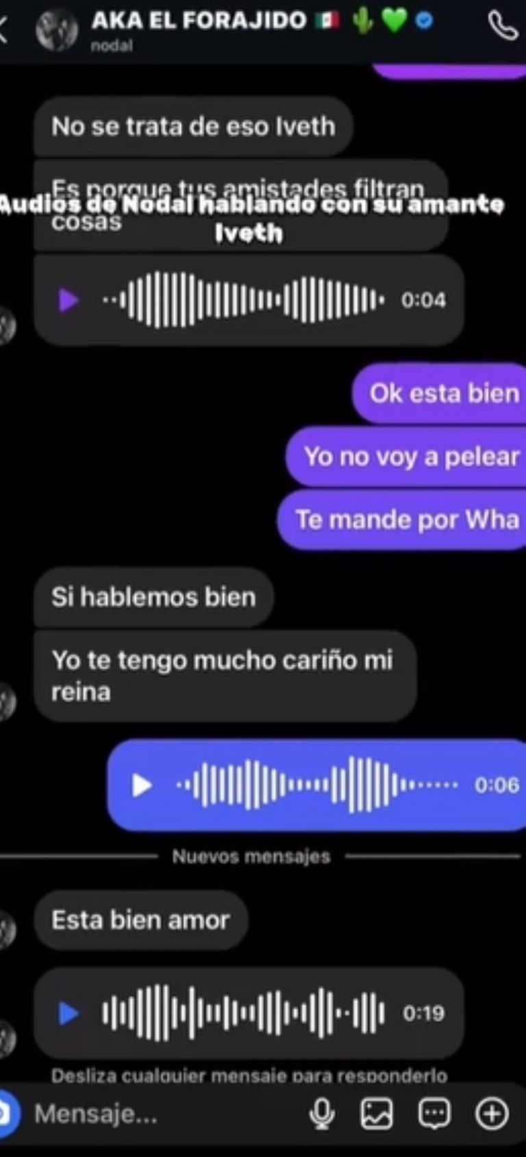 Se filtra presunto audio de Nodal engañando a Ángela Aguilar