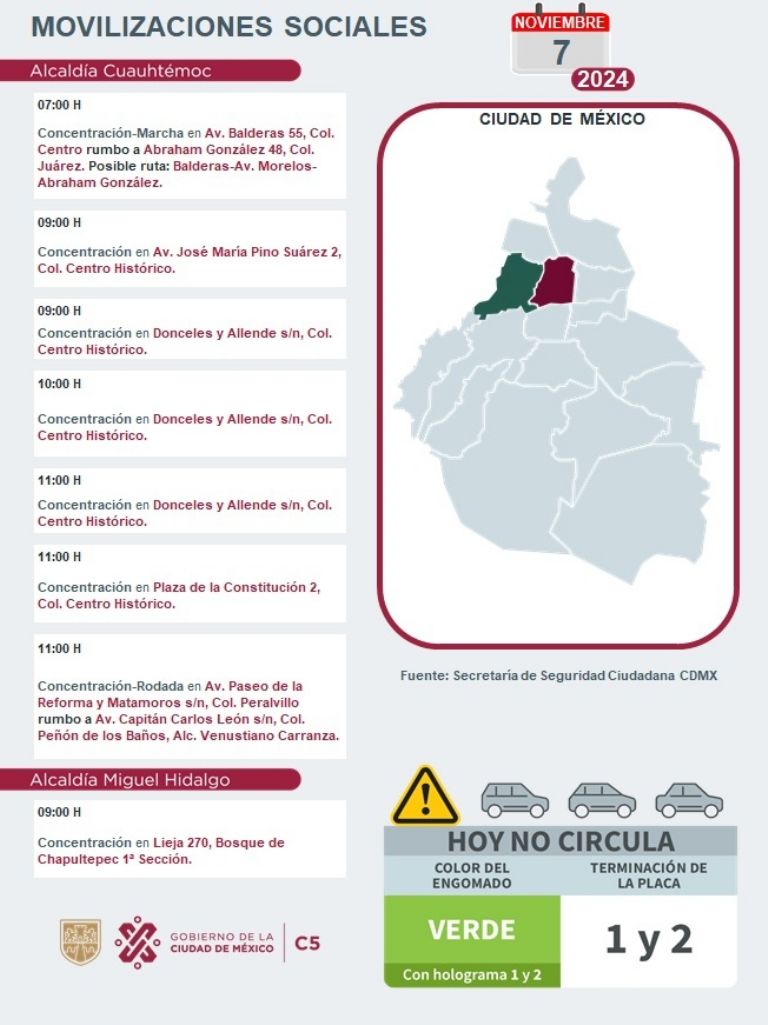 Tráfico en CDMX hoy 7 de noviembre
