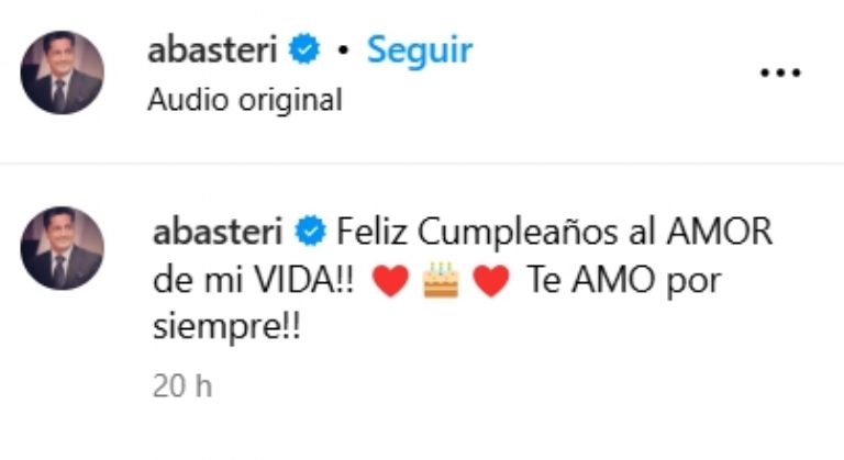 Mensaje de Basteri en redes