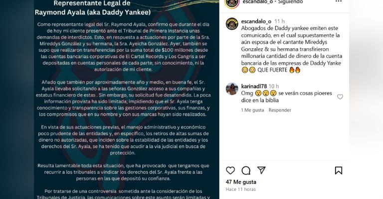 Daddy Yankee demanda a su exesposa por robarle 100 millones de dólares