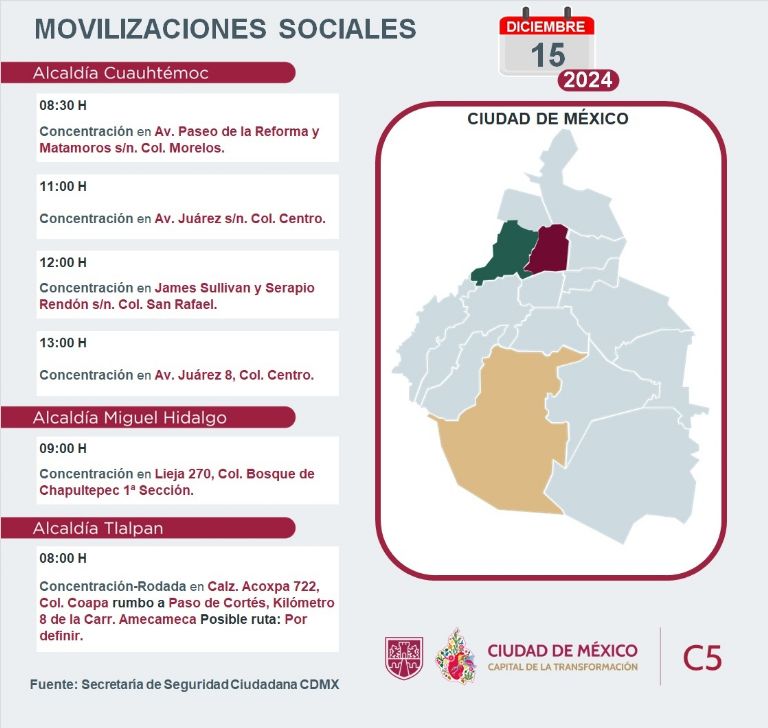 Tráfico en CDMX hoy 15 de diciembre