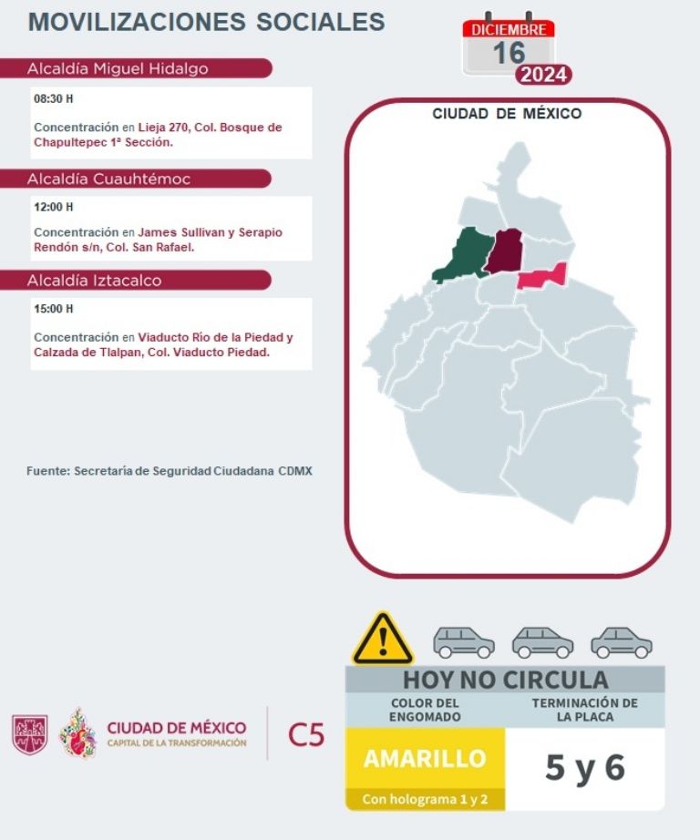 Tráfico en CDMX hoy 16 de diciembre