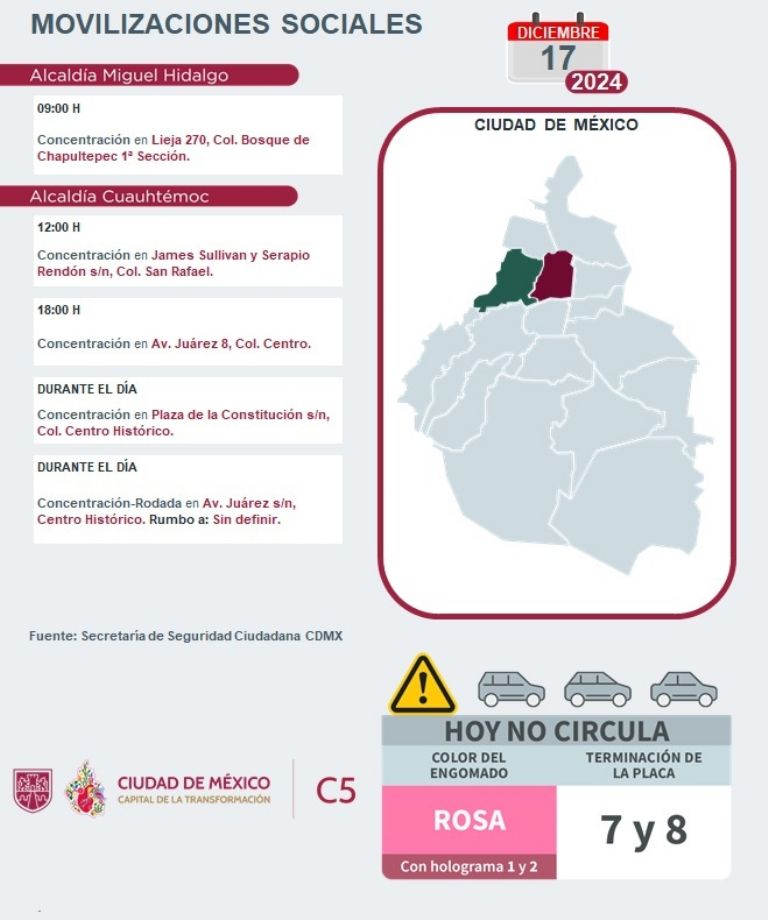 Tráfico en CDMX hoy 17 de diiciembre