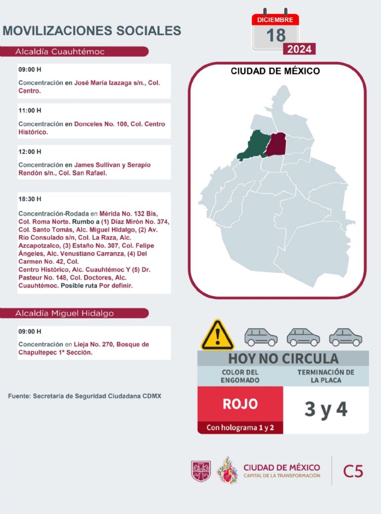Tráfico en CDMX hoy 18 de diciembre