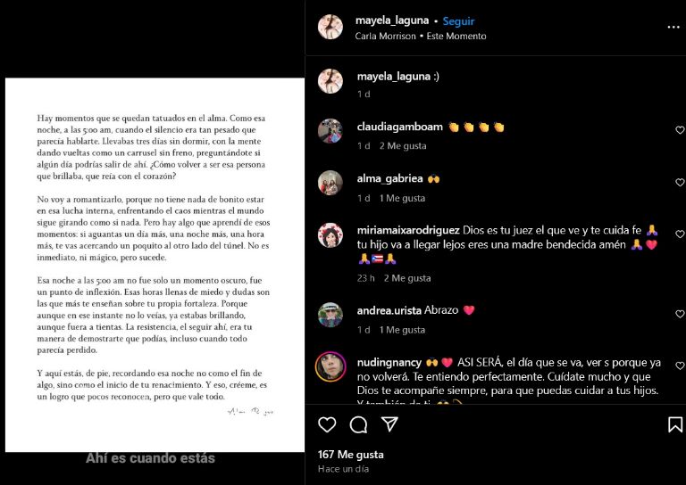 Mayela Laguna dedica conmovedor mensaje en redes sociales