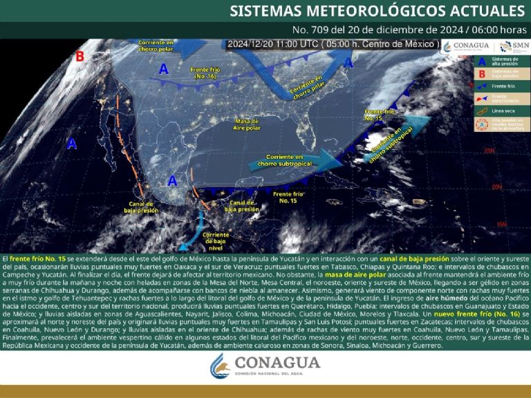Frente Frío 15 y 16 afectarán a México HOY viernes 20 de diciembre. Foto: Facebook