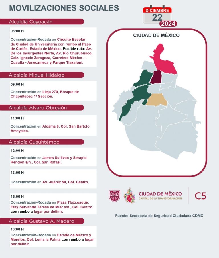Tráfico en CDMX hoy 22 de diciembre