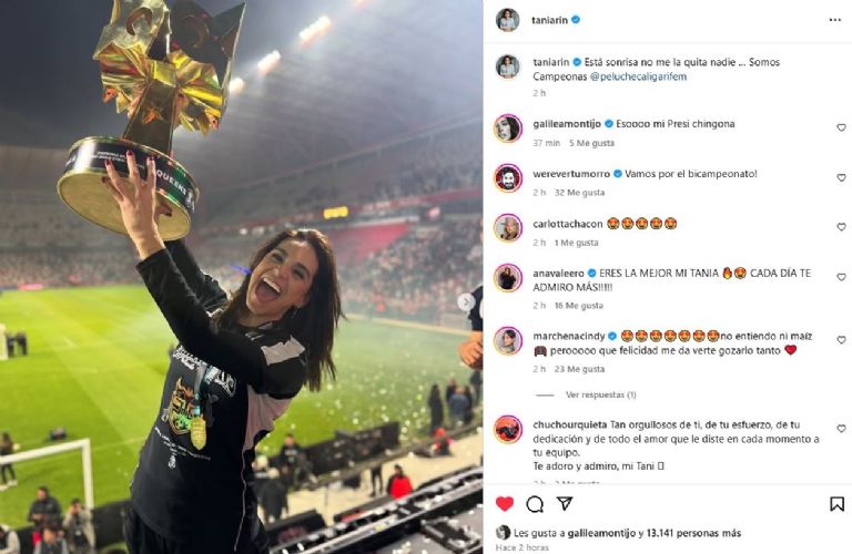 Tania Rincón está celebrando el campeonato en la Queens League