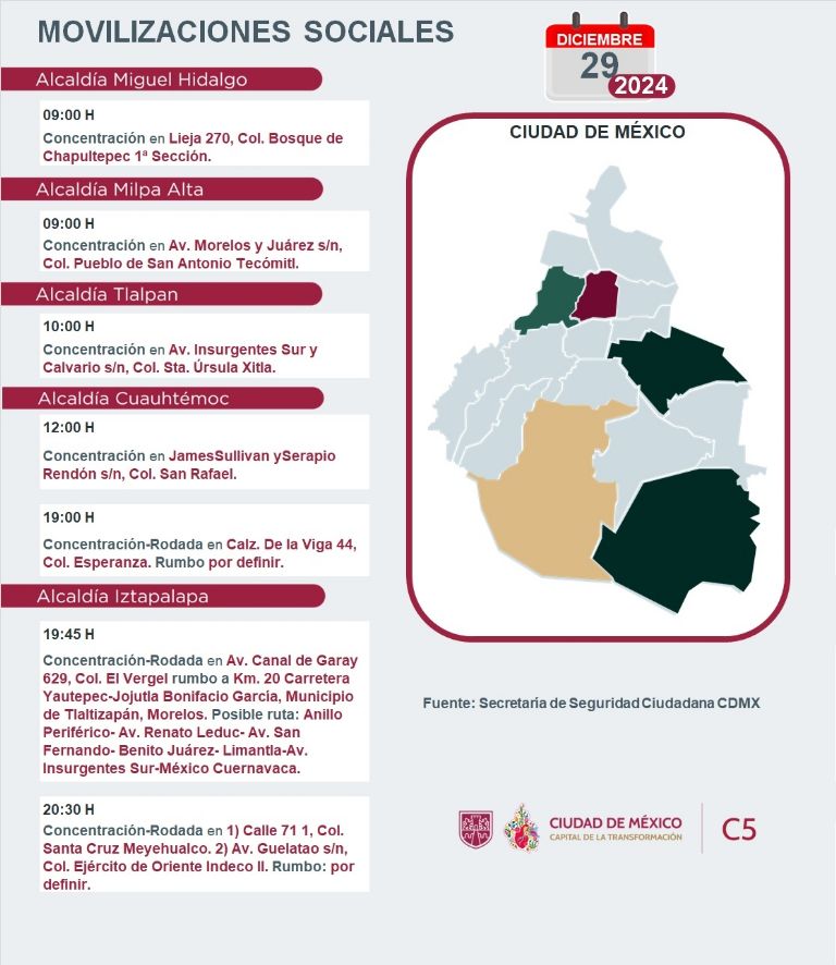Tráfico en CDMX hoy 29 de diciembre