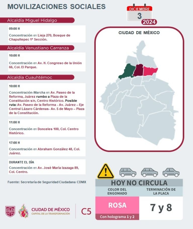 Tráfico en CDMX hoy 3 de diciembre