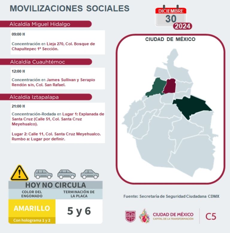 Tráfico en CDMX hoy 30 de diciembre