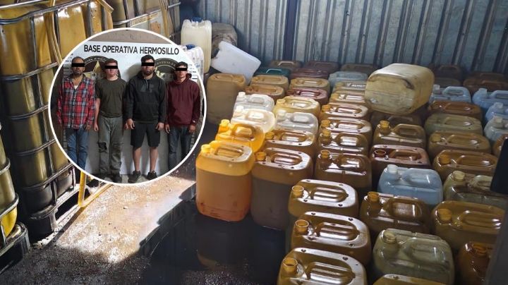 'Huachicoleo' en Sonora: Aseguran 4 mil litros de diésel y arrestan a 4 en carretera de Hermosillo