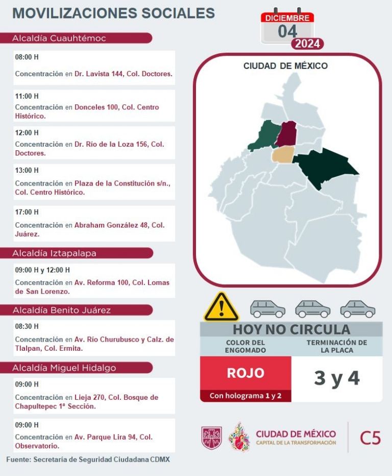 Tráfico en CDMX hoy 4 de diciembre