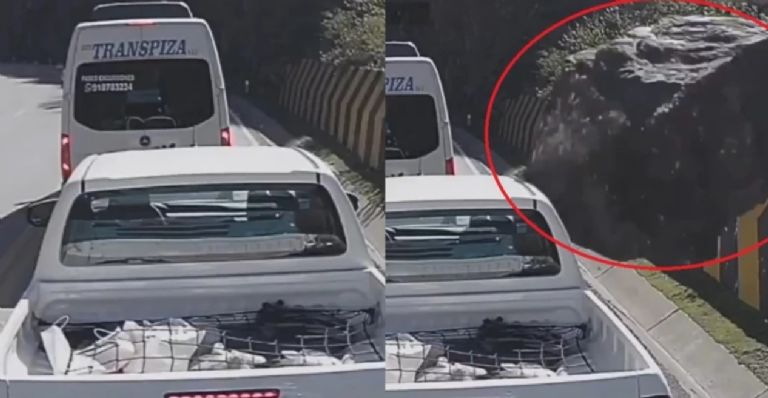 Camioneta aplastada en Perú