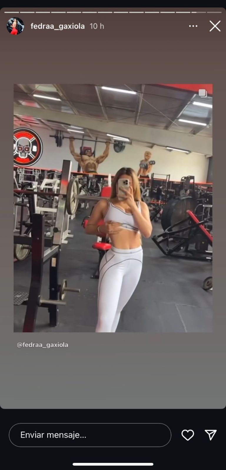 Su última publicación fue en el gimnasio