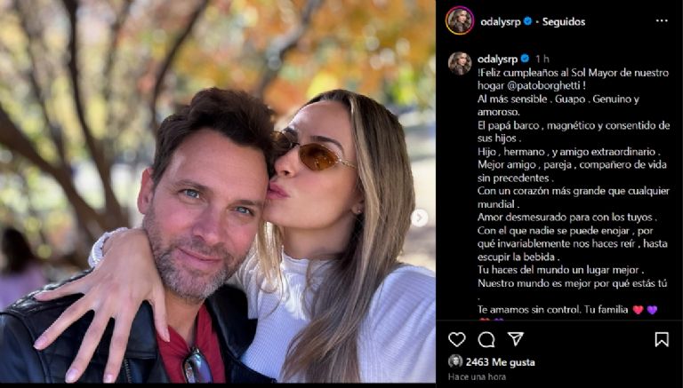 Odalys Ramírez felicita por su cumpleaños a Patricio Borghetti