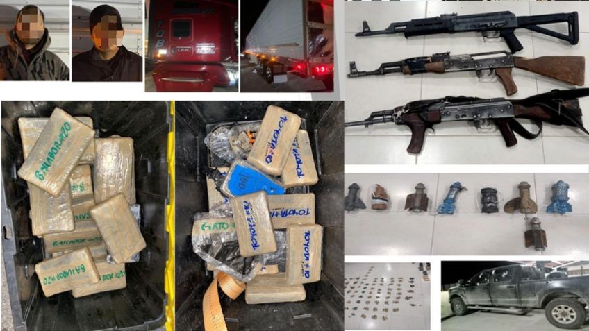 Lucha contra el crimen en Sonora: Aseguran a tres personas, armamento, droga y vehículos