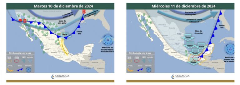 Pronóstico del clima para la segunda semana de diciembre. Foto: Conagua
