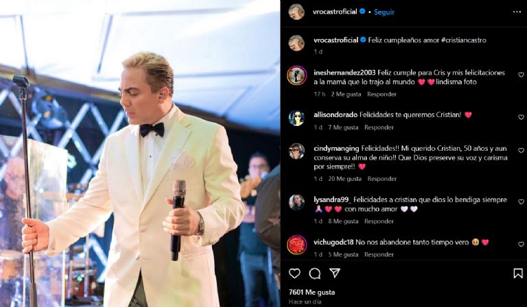 Verónica Castro felicita a Cristian por su cumpleaños