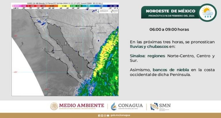 Clima en Sonora para hoy, viernes 16 de febrero del 2024. Foto: Conagua