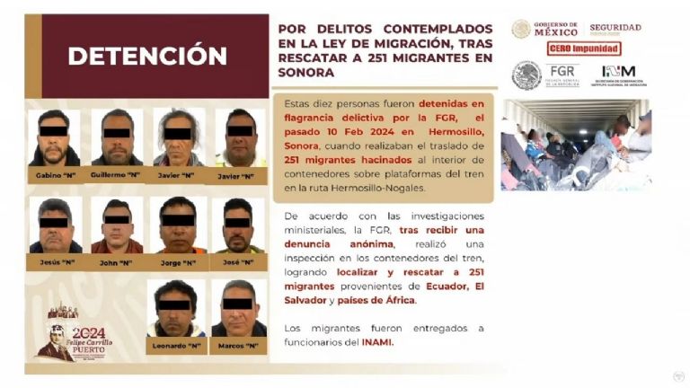 Rescatan a migrantes hacinados en Sonora. Foto: SSPC