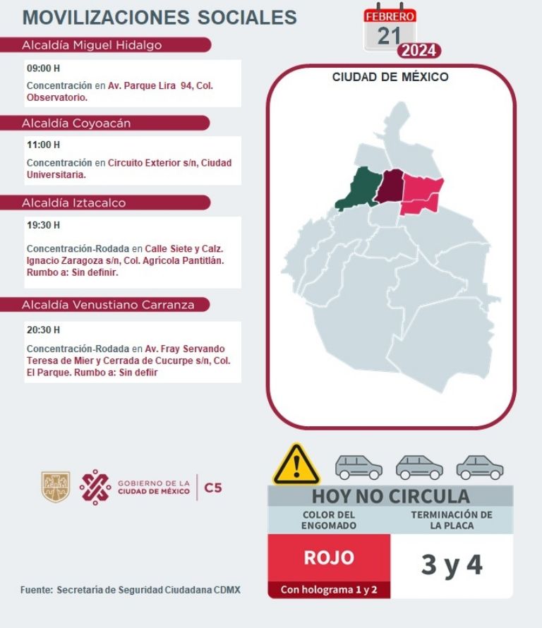 Tráfico en CDMX hoy 21 de febrero