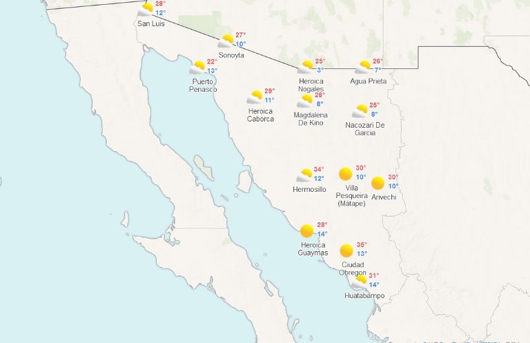 Clima en Sonora para hoy, 24 de febrero