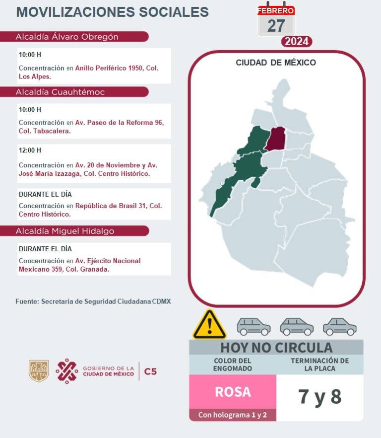Tráfico en CDMX hoy 27 de febrero