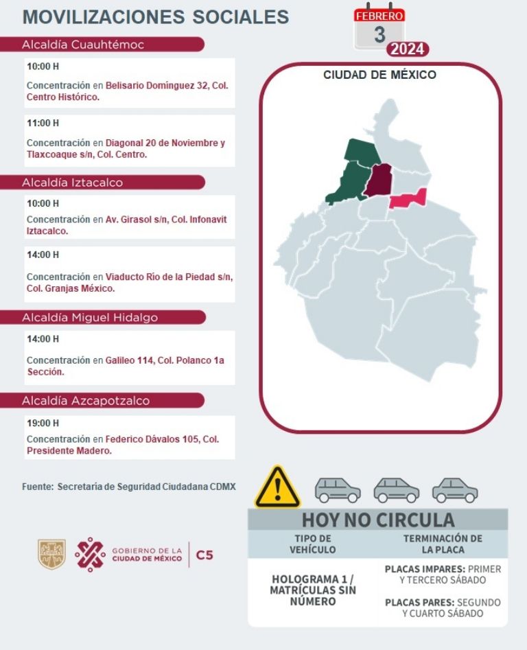 Tráfico en CDMX hoy 3 de febrero