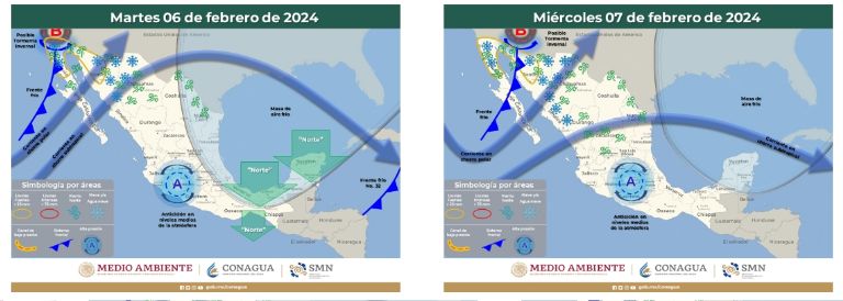 Clima en Sonora para el martes 6 y miércoles 7 de febrero. Foto: Conagua