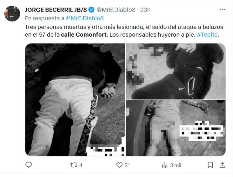 Sicarios ejecutan a 4 de la Unión Tepito en la Morelos