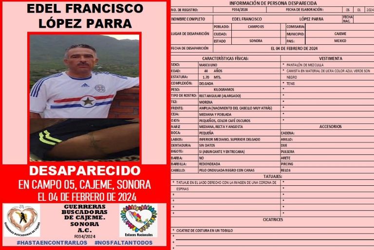 Buscan a hombre 'levantado' en Cajeme, Sonora. Foto: Facebook