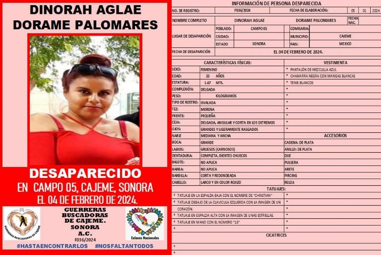 Buscan a mujer 'levantada' en Cajeme, Sonora. Foto: Facebook