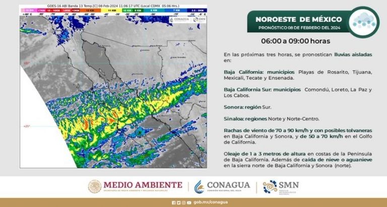 Clima en Sonora para hoy, jueves 8 de febrero del 2024. Foto: Conagua