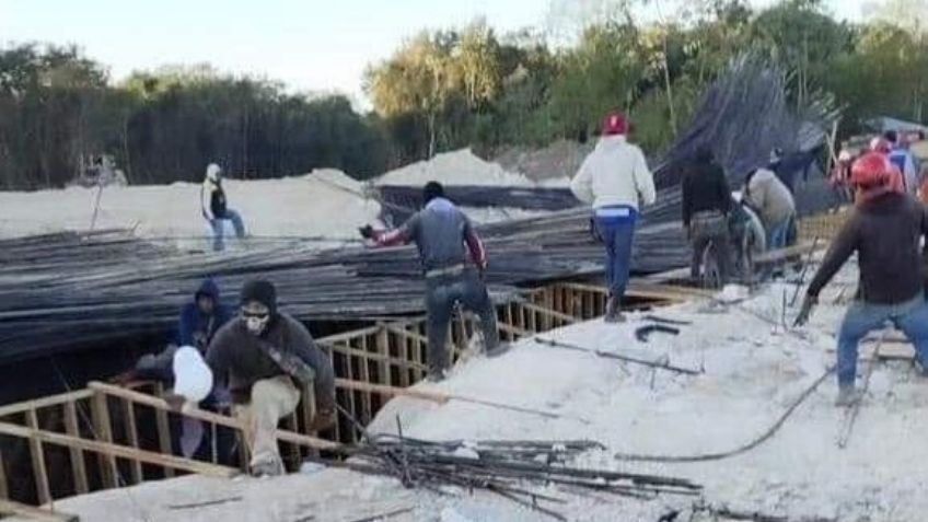 Colapsa estructura del Tren Maya en Quintana Roo; dos trabajadores resultaron heridos