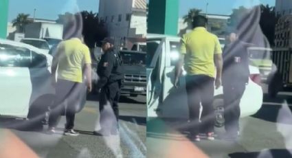 Furioso conductor agrede a policía de Tránsito frente a subdelegación del IMSS de Obregón