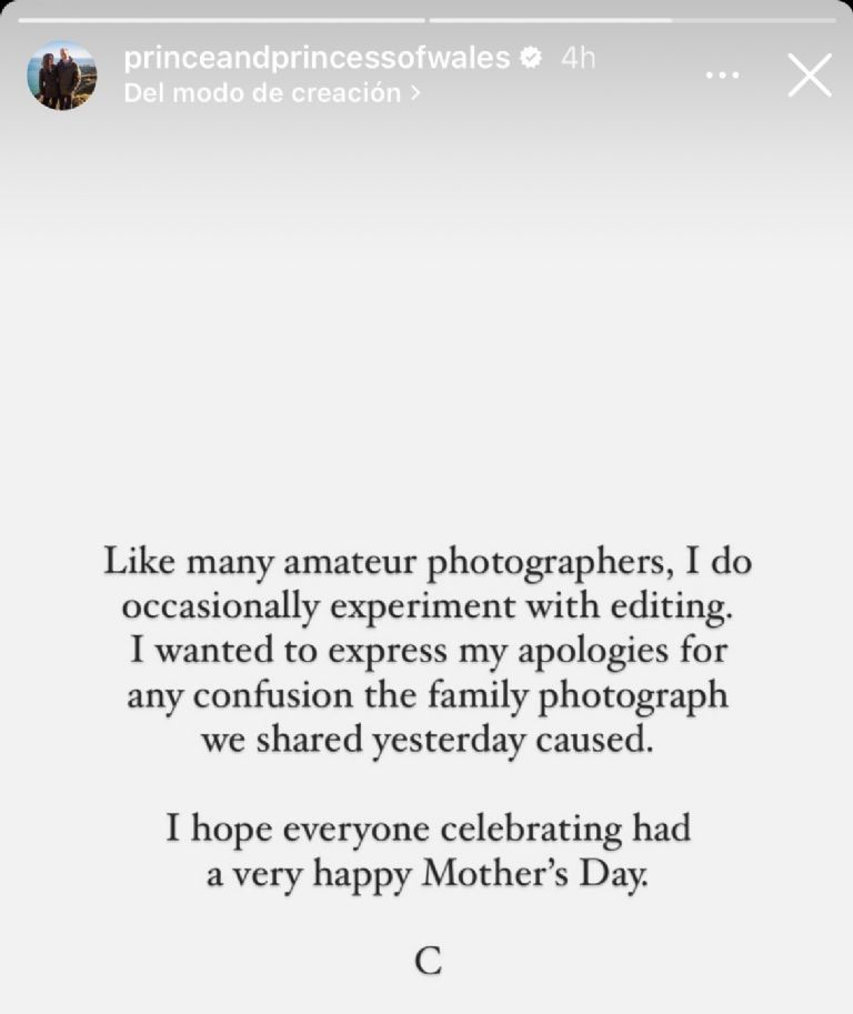 Kate Middleton se disculpa por foto editada
