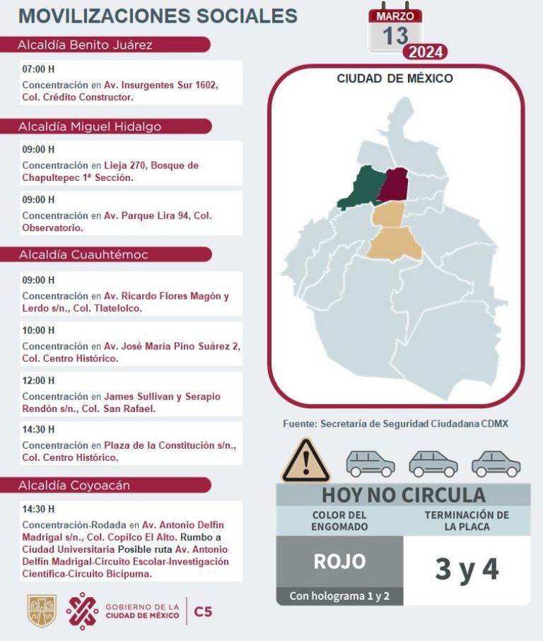 Tráfico en CDMX hoy 13 de marzo 