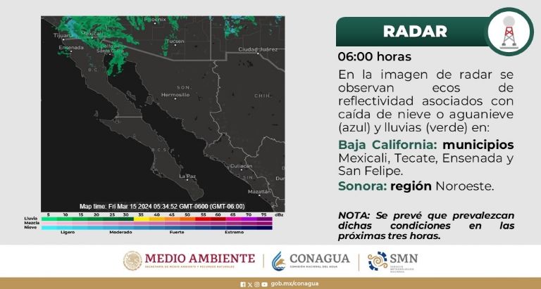 Clima en Sonora de hoy, viernes 15 de marzo 2024. Foto: Conagua