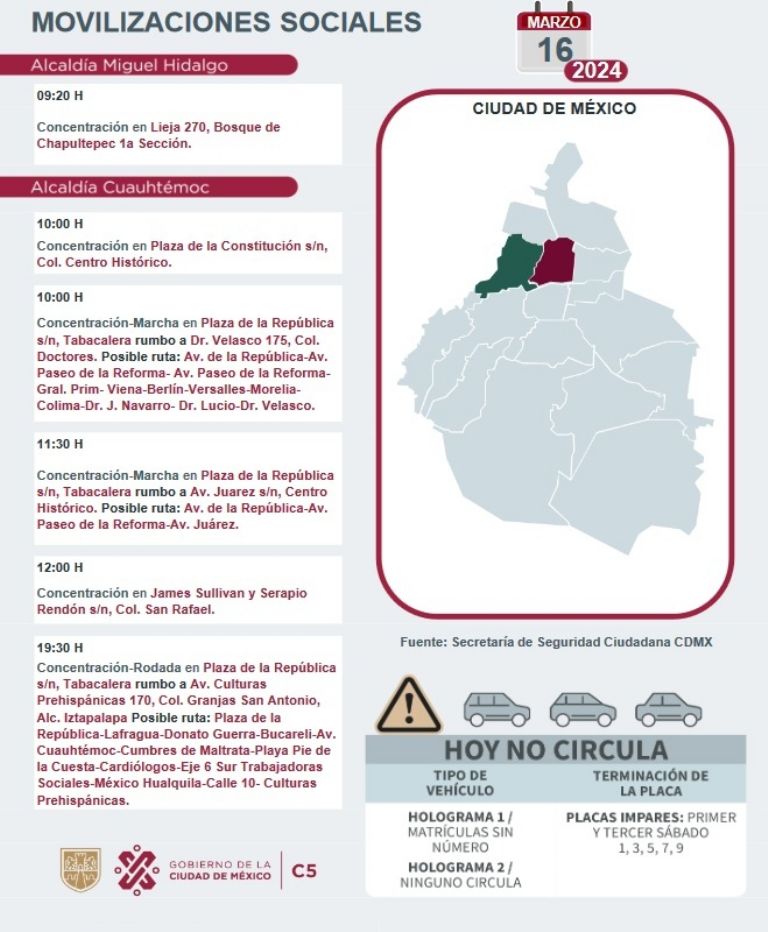 Tráfico en CDMX hoy 16 de marzo