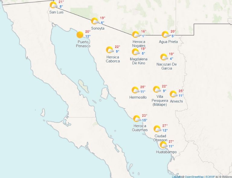 Clima en Sonora para hoy
