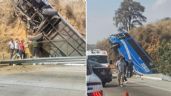 Autobús queda suspendido en México-Puebla; se reportan 4 muertos y 15 heridos