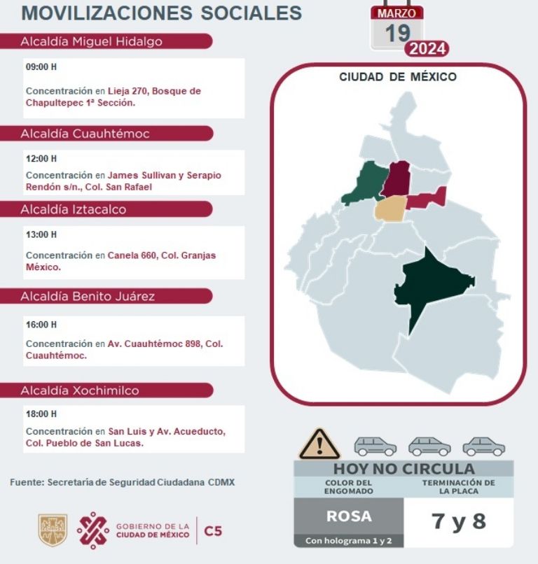 Tráfico en CDMX hoy 19 de marzo