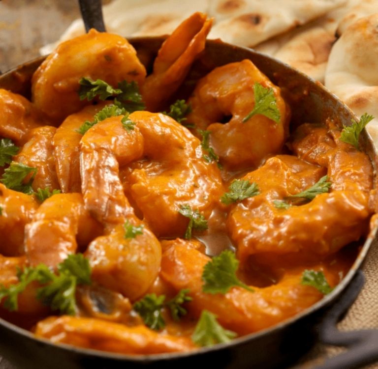 Camarones sabor curry y coco