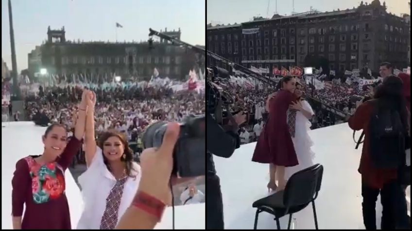 ¿Agarrón en inicio de campaña de Claudia Sheinbuam? Así el incomodo momento con Clara Brugada