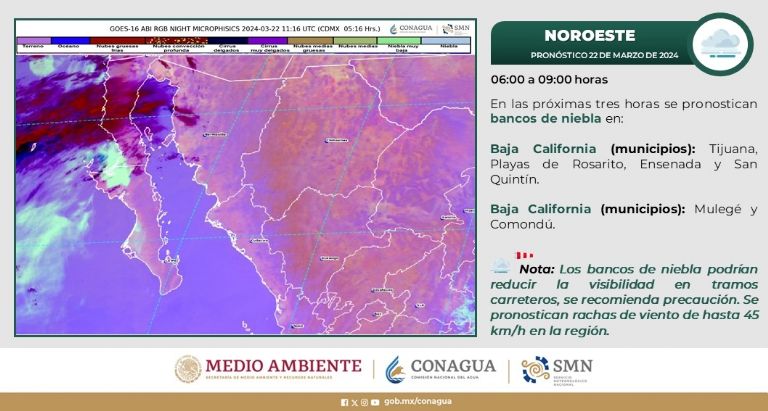 Clima en Sonora para hoy, viernes 22 de marzo. Foto: Conagua