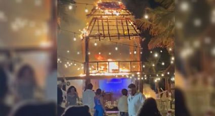 VIDEO: Un fuerte incendio en una palapa arruina boda en Telchac Puerto en Yucatán