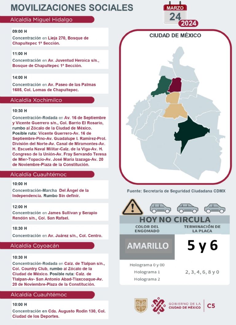 Tráfico en CDMX hoy 24 de marzo