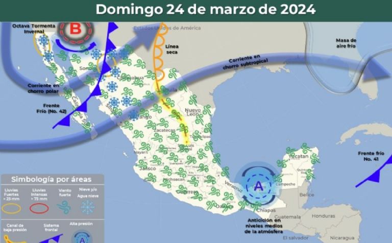 Octava Tormenta Invernal afecta a México este domingo. Foto: Conagua