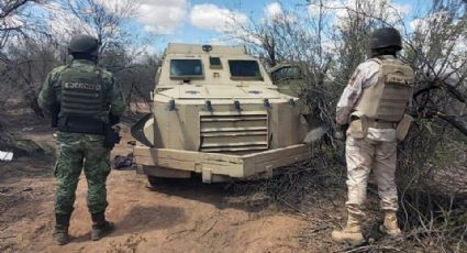 En pleno monte, hallan vehículo blindado usado por crimen organizado al norte de Sonora